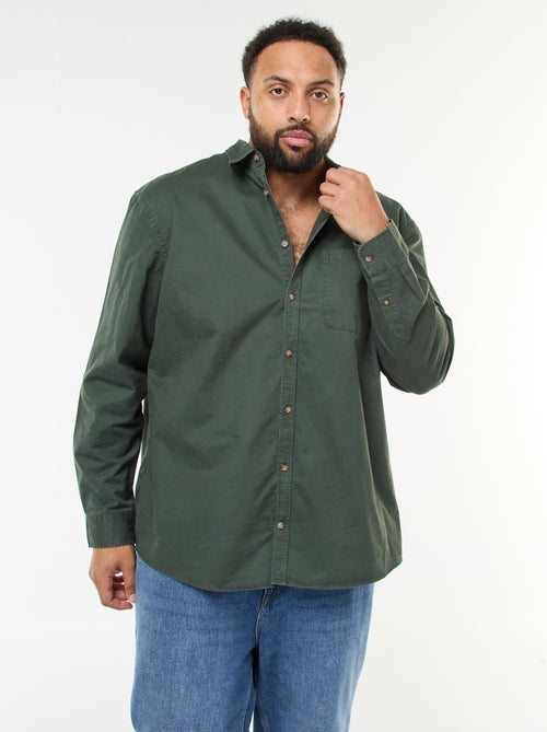 Chemise uni avec poche poitrine - Kiabi