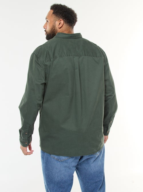 Chemise uni avec poche poitrine - Kiabi