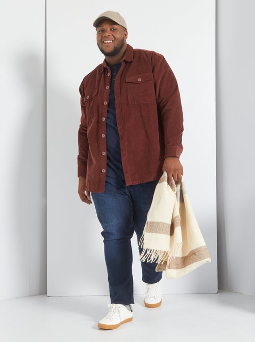 Chemise uni en velours - Kiabi