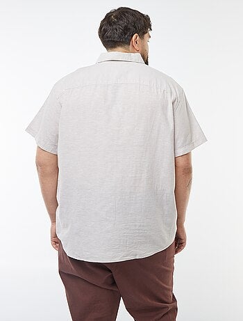 Chemise unie à manches courtes en lin mélangé