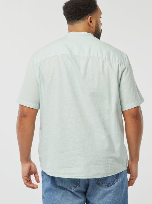 Chemise unie à manches courtes en lin mélangé - Kiabi