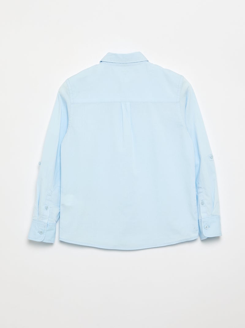 Chemise unie à manches longues Bleu - Kiabi