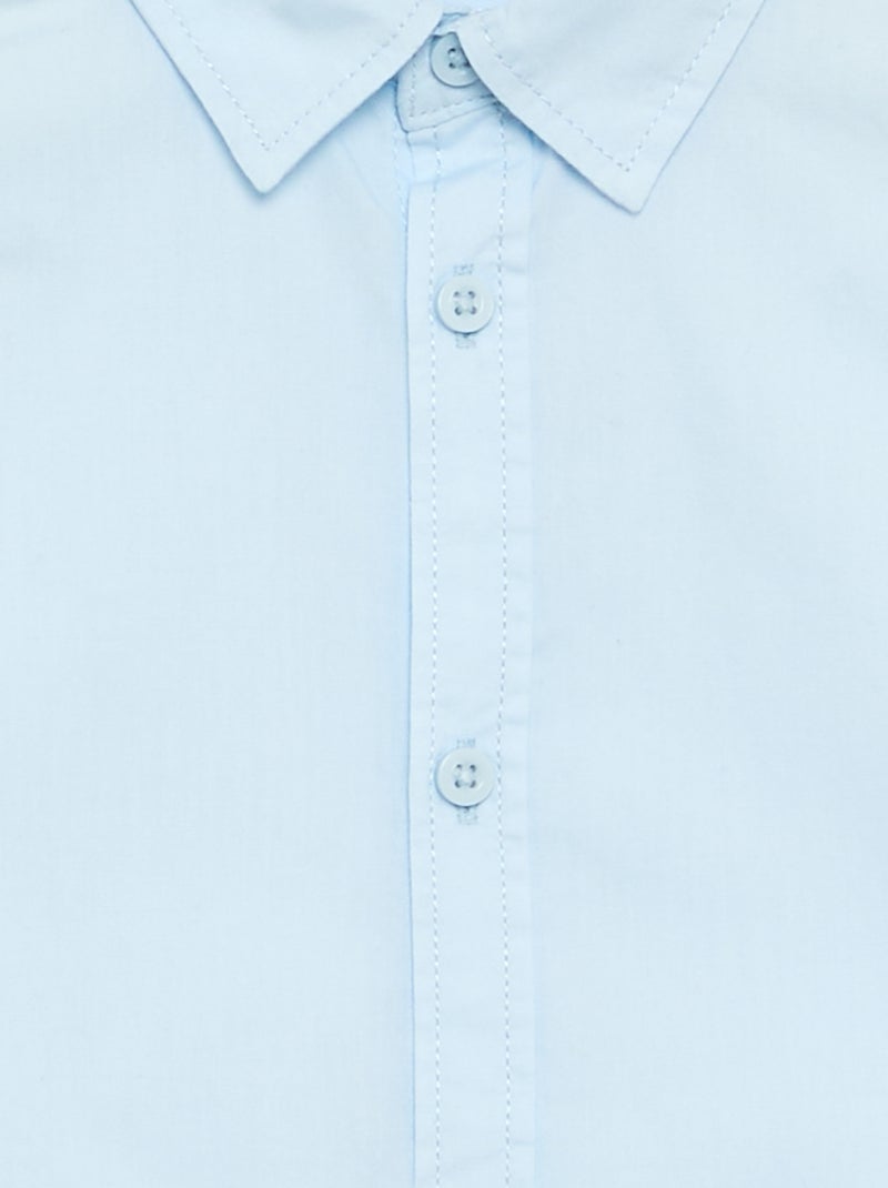 Chemise unie à manches longues Bleu - Kiabi