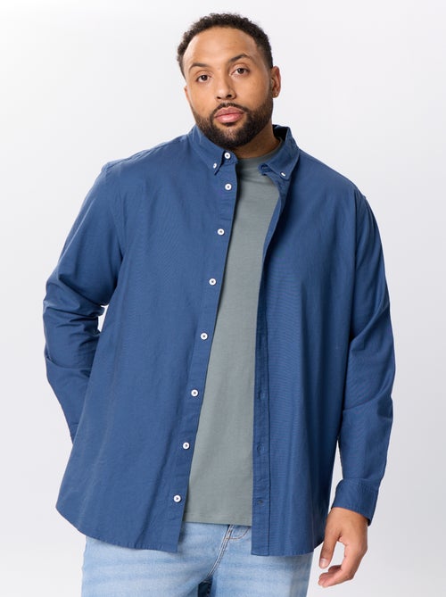 Chemise unie à manches longues - Kiabi
