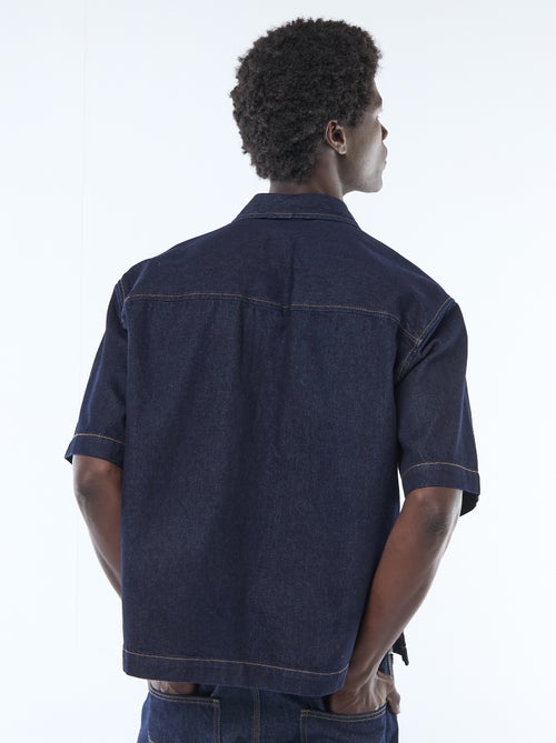 Chemise unie en jean à manches courtes - Kiabi