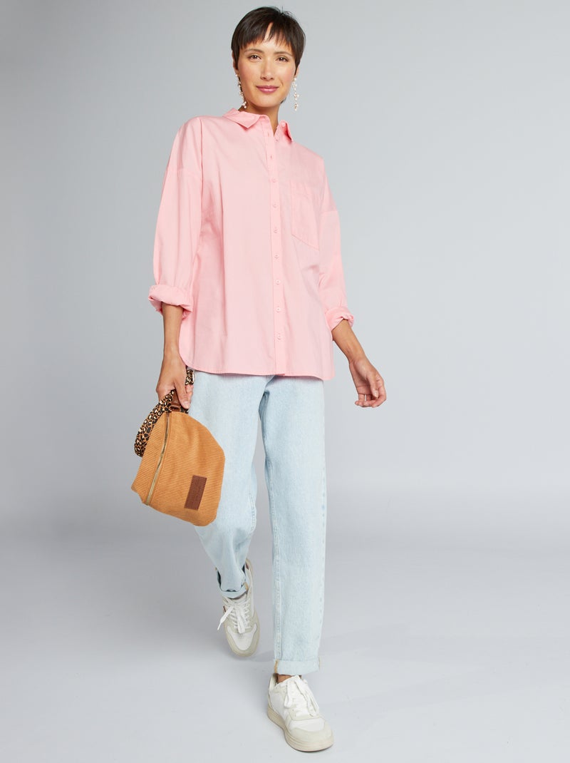 Chemise unie en popeline Rose - Kiabi