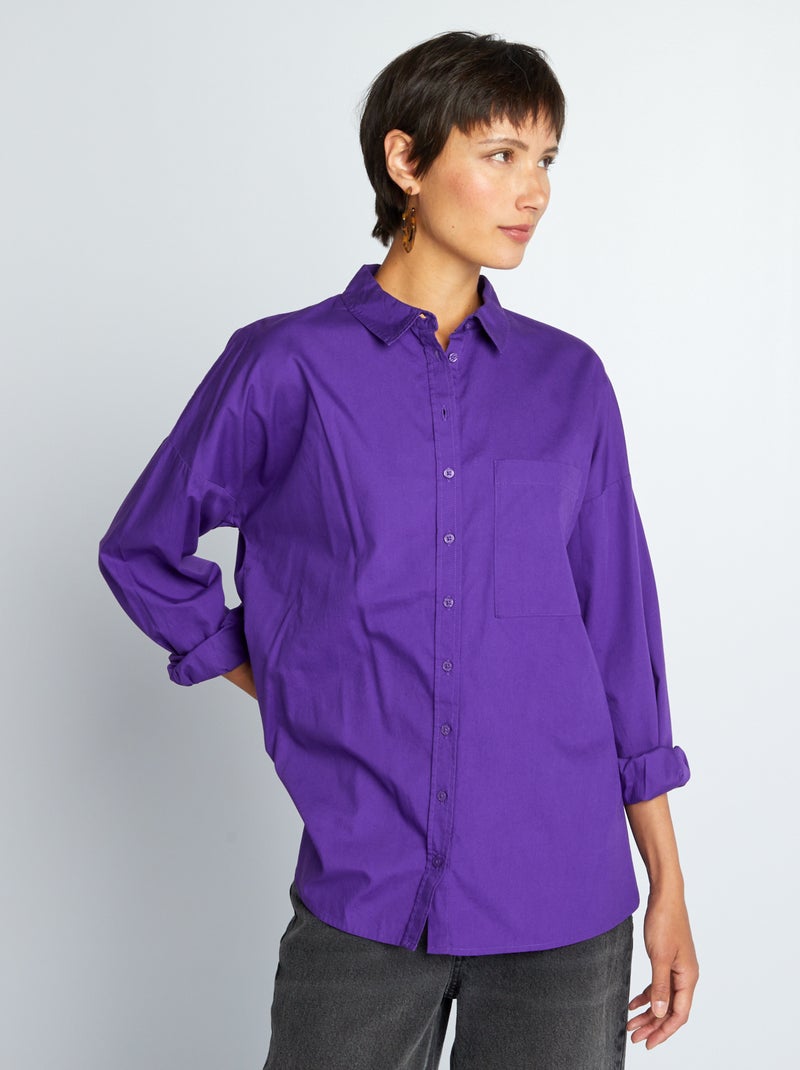 Chemise unie en popeline Violet - Kiabi