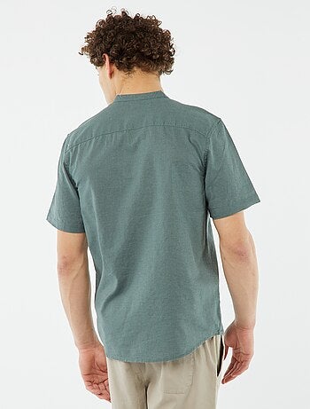 Chemise unie manches courtes col mao