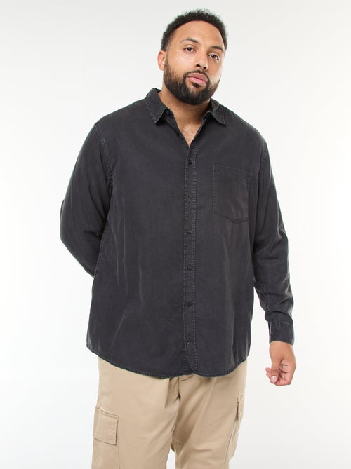 Chemise unie manches longues en matière douce - Kiabi
