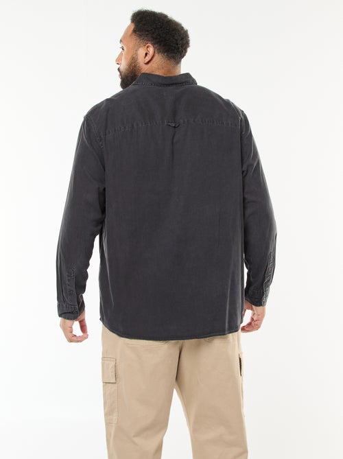 Chemise unie manches longues en matière douce - Kiabi