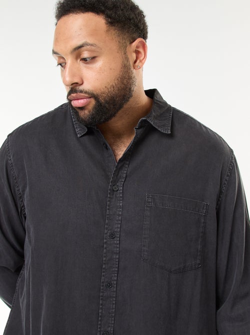 Chemise unie manches longues en matière douce - Kiabi