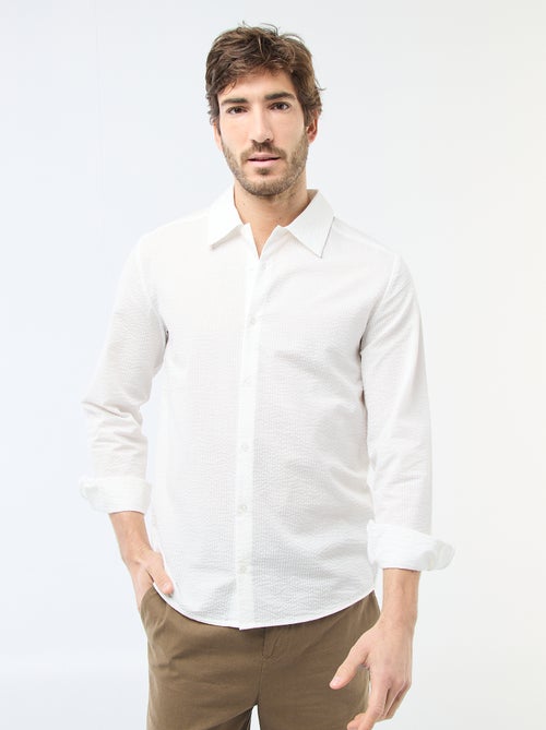 Chemise unie matière gaufrée - Kiabi