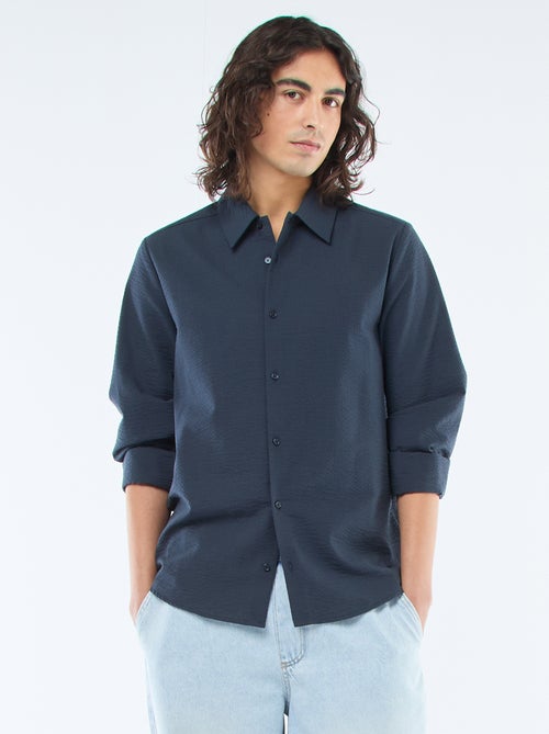 Chemise unie matière gaufrée - Kiabi