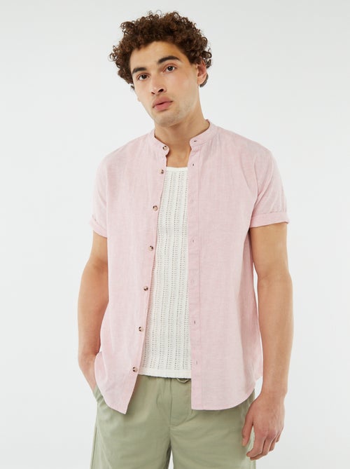 Chemise unie mùanches courtes col mao - Kiabi