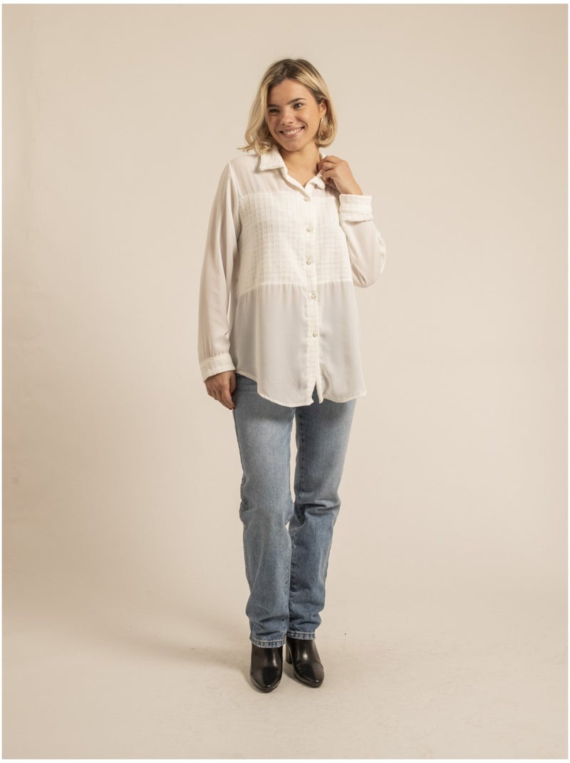 Chemise voile tweed orenza Blanc - Kiabi
