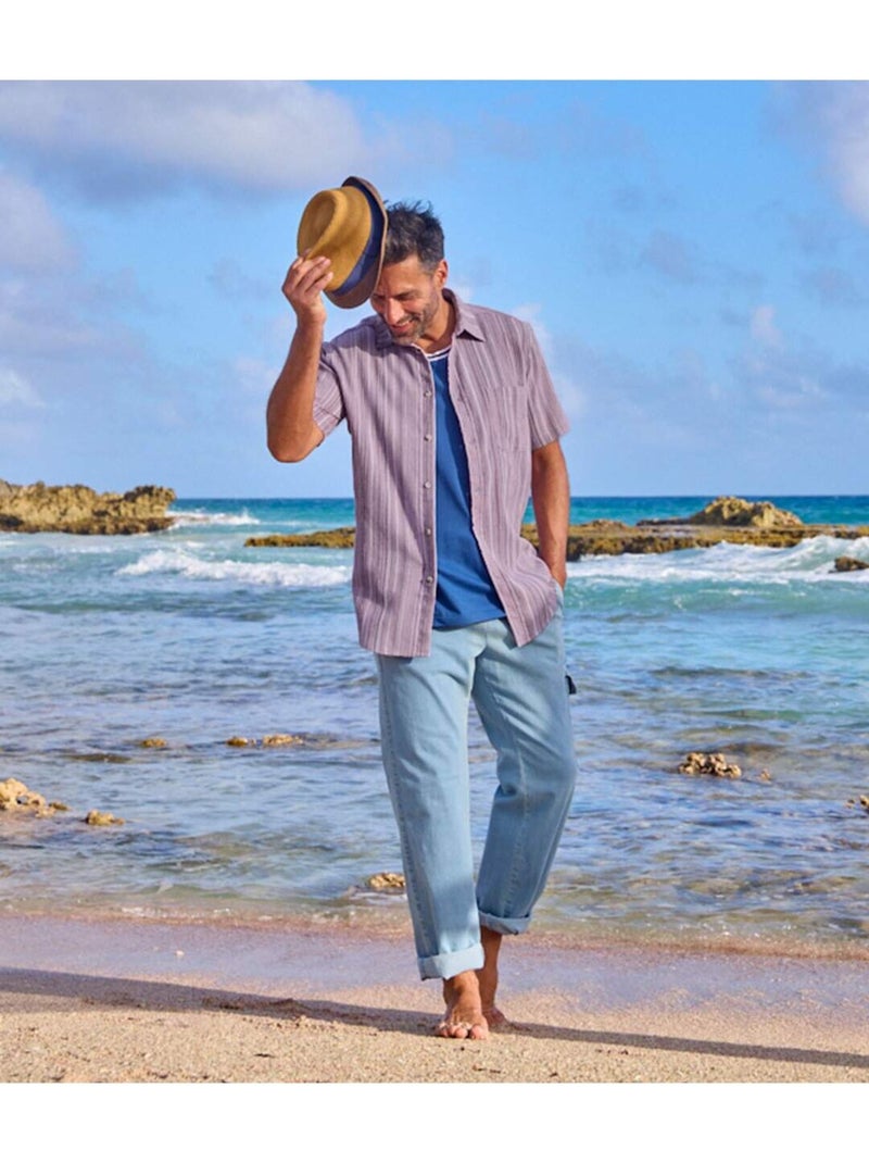 Chemisette en Crépon Palma   - ATLAS FOR MEN Violet - Kiabi