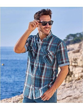 Chemisette Popeline Carreaux - ATLAS FOR MEN