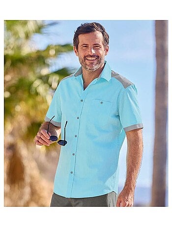 Chemisette Popeline Flammée Caraïbes - ATLAS FOR MEN