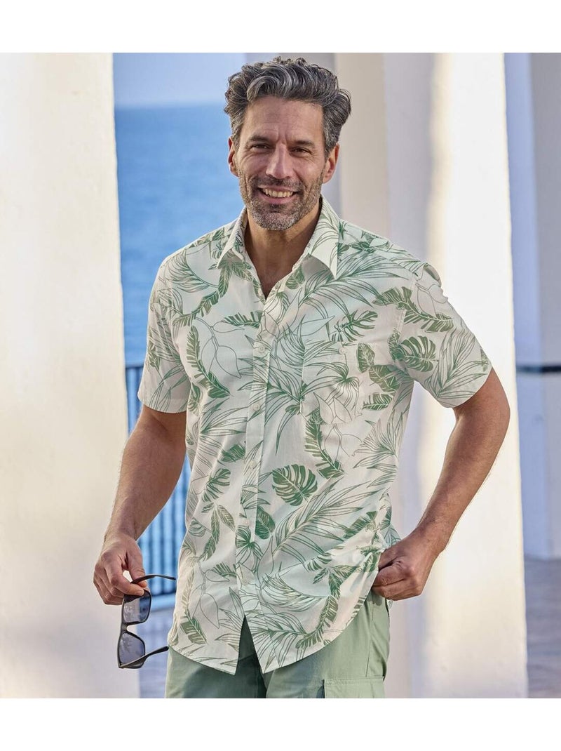 Chemisette popeline hawaïenne   - atlas for men Vert - Kiabi