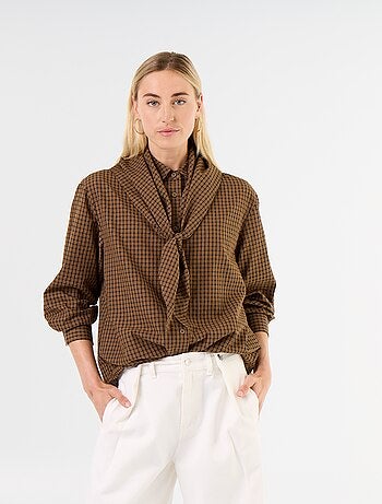 Chemisier à carreaux avec foulard
