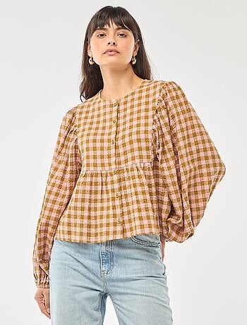 Chemisier à carreaux en coton