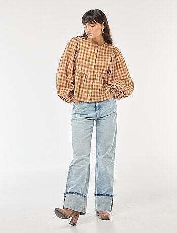 Chemisier à carreaux en coton