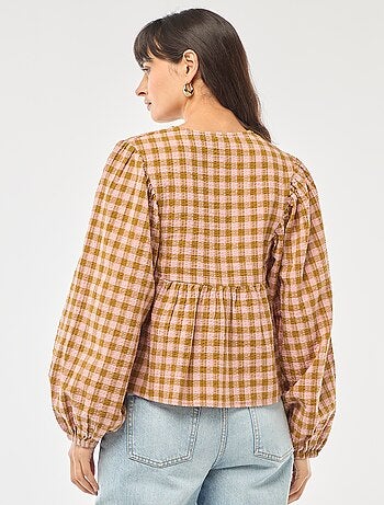 Chemisier à carreaux en coton