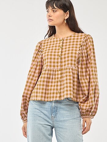 Chemisier à carreaux en coton