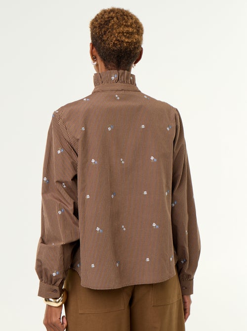 Chemisier à col fantaisie et broderies all over - Kiabi Chemisier à col fantaisie et broderies all over - Kiabi