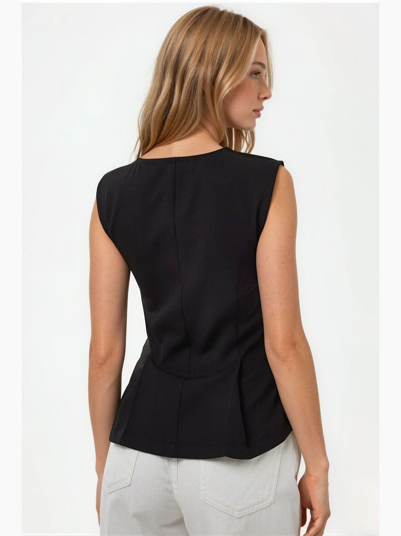 Chemisier à col zippé et coupe ajustée hiccup Noir - Kiabi