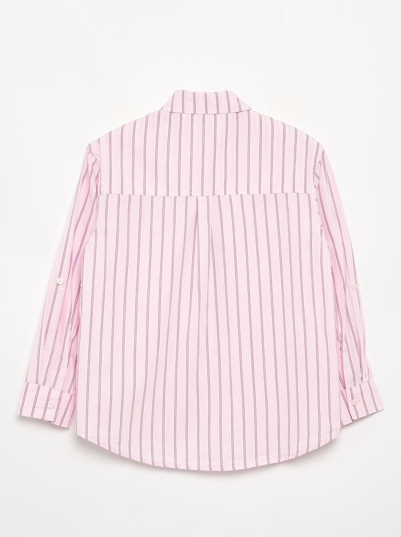 Chemisier à manches longues en coton Rose - Kiabi