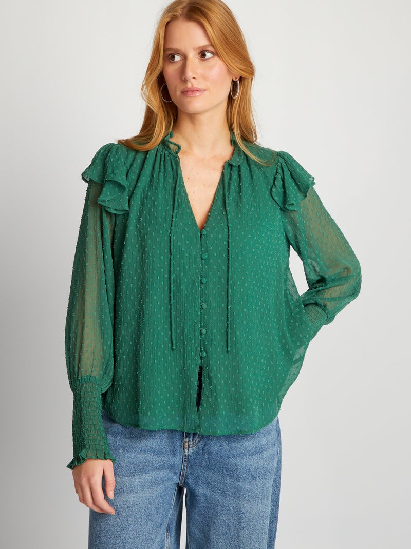 Chemisier vert T 38/ 40 création atelier - Vêtements