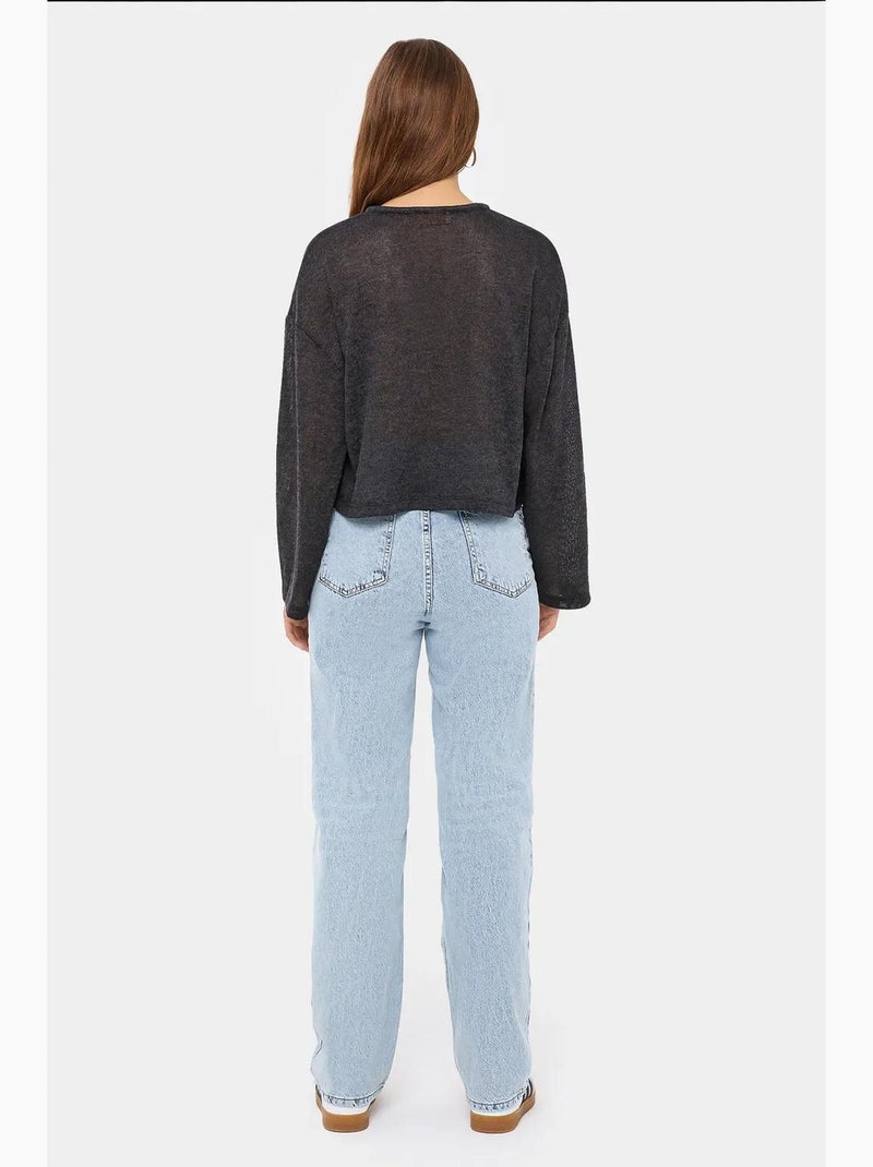 Chemisier ample en tricot à col rond avec détails noués hiccup Gris - Kiabi