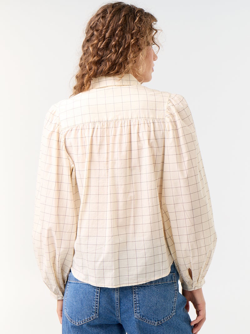 Chemisier avec col boutonné Blanc - Kiabi