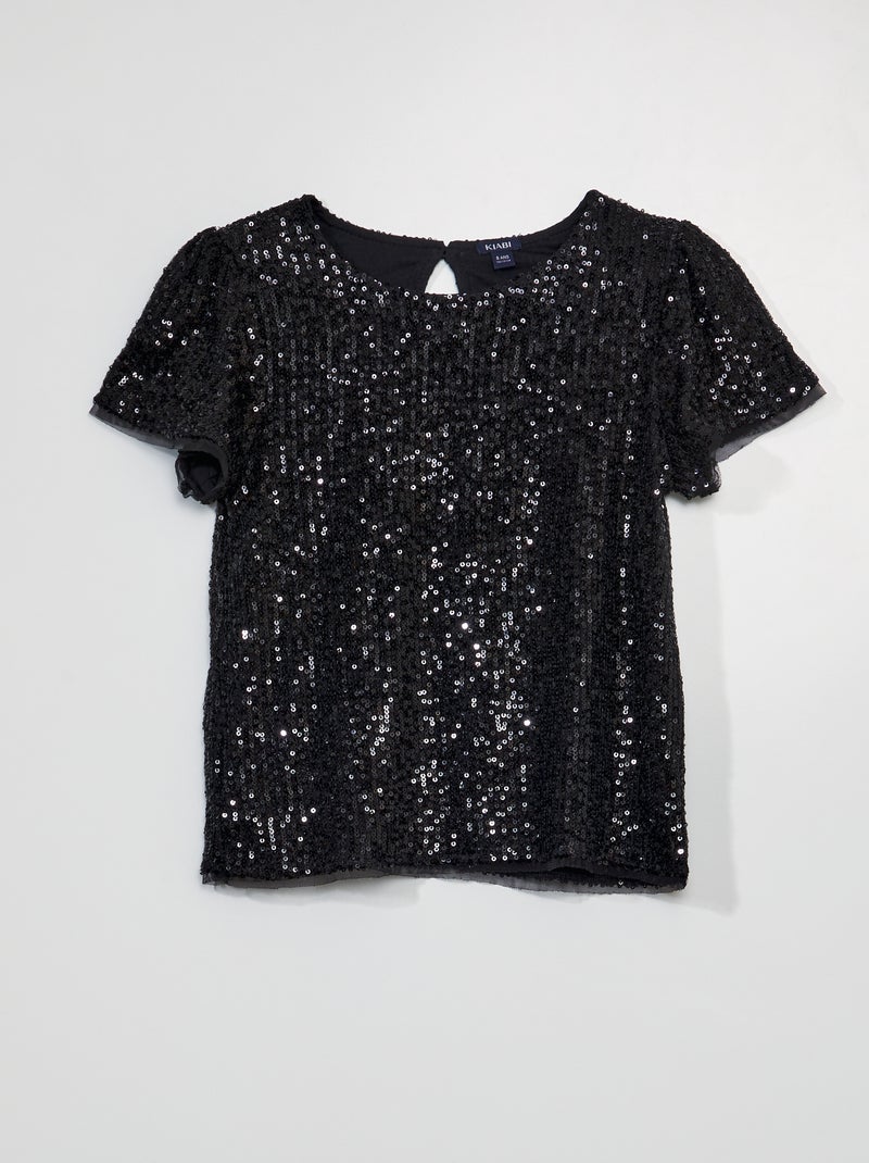Chemisier avec sequins Noir - Kiabi
