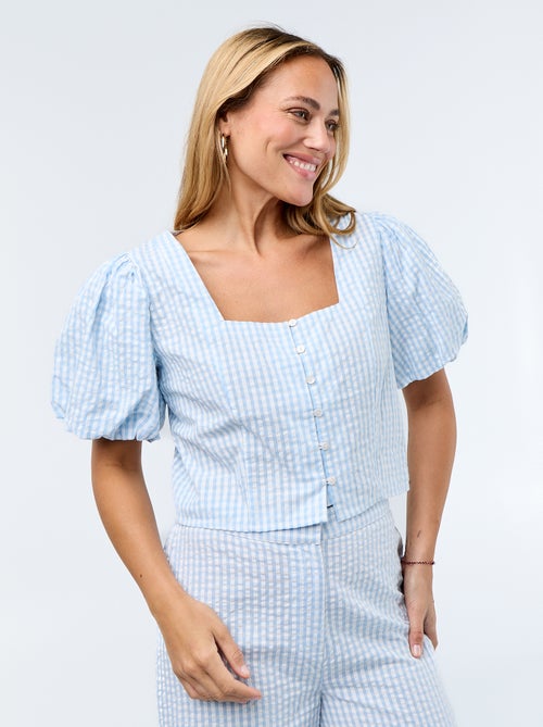 Chemisier cropped en maille gaufrée - Kiabi