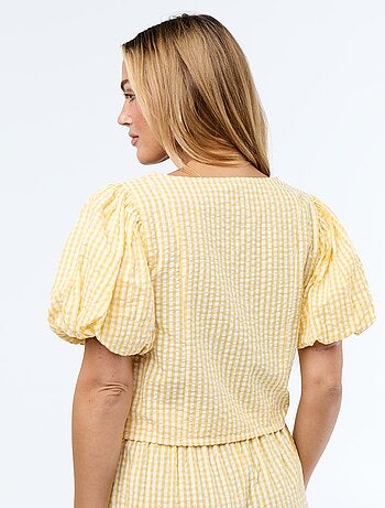 Chemisier cropped en maille gaufrée