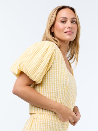 Chemisier cropped en maille gaufrée