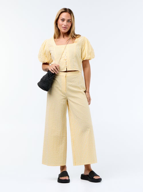 Chemisier cropped en maille gaufrée - Kiabi Chemisier cropped en maille gaufrée - Kiabi