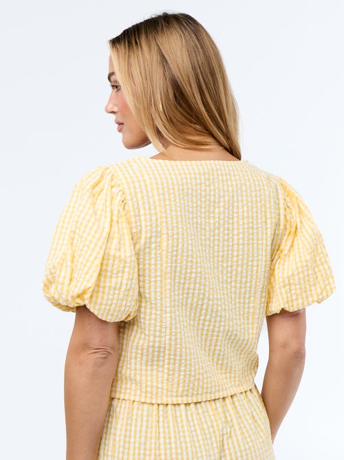 Chemisier cropped en maille gaufrée - Kiabi Chemisier cropped en maille gaufrée - Kiabi