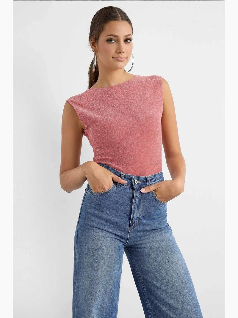 Chemisier dos nu en lurex hiccup Rose - Kiabi
