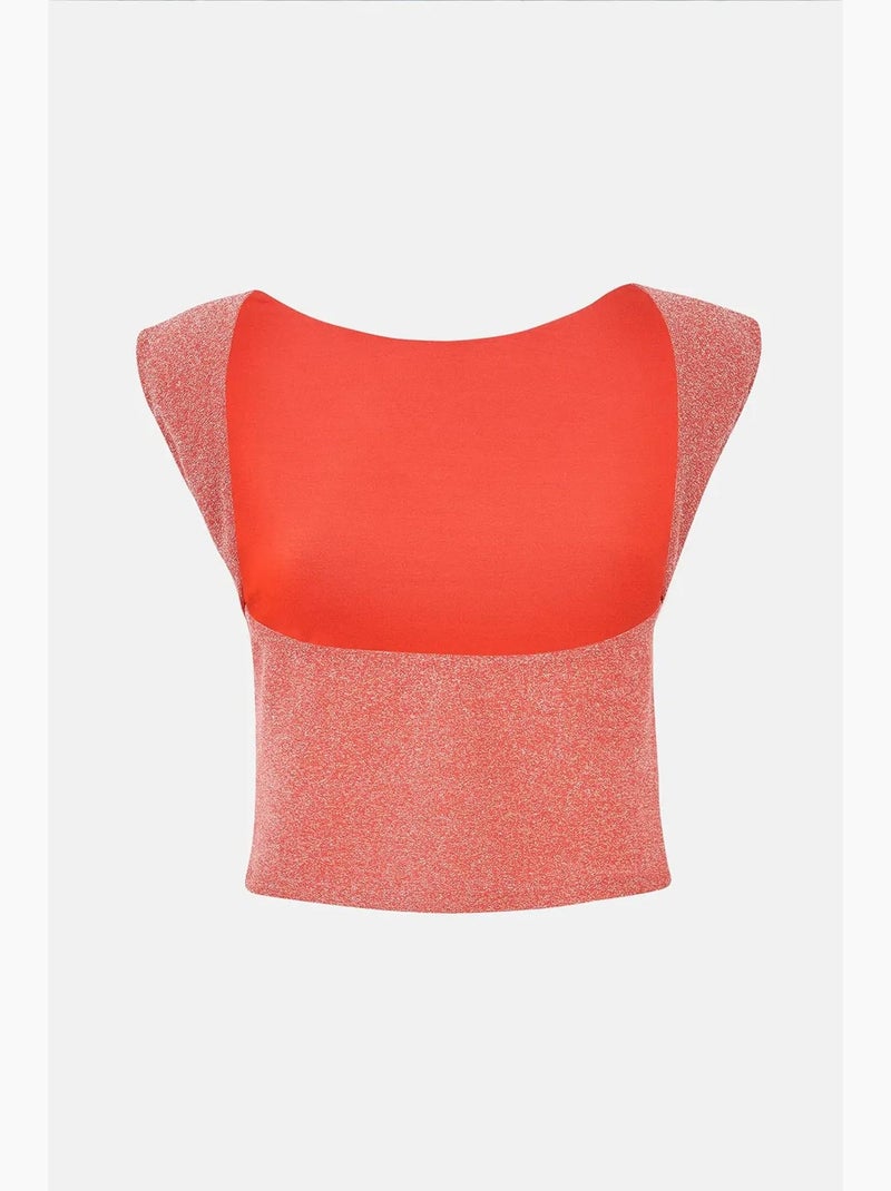 Chemisier dos nu en lurex hiccup Rose - Kiabi