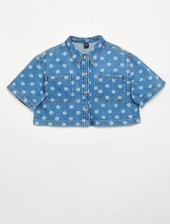 Chemisier en denim à pois