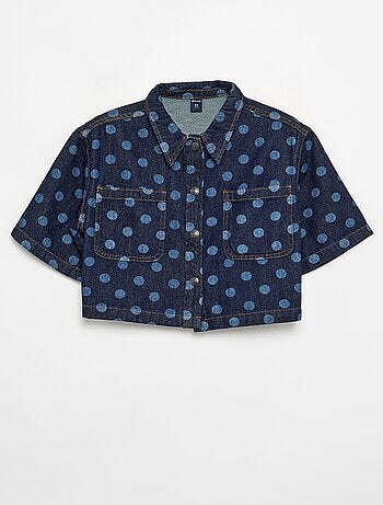 Chemisier en denim à pois