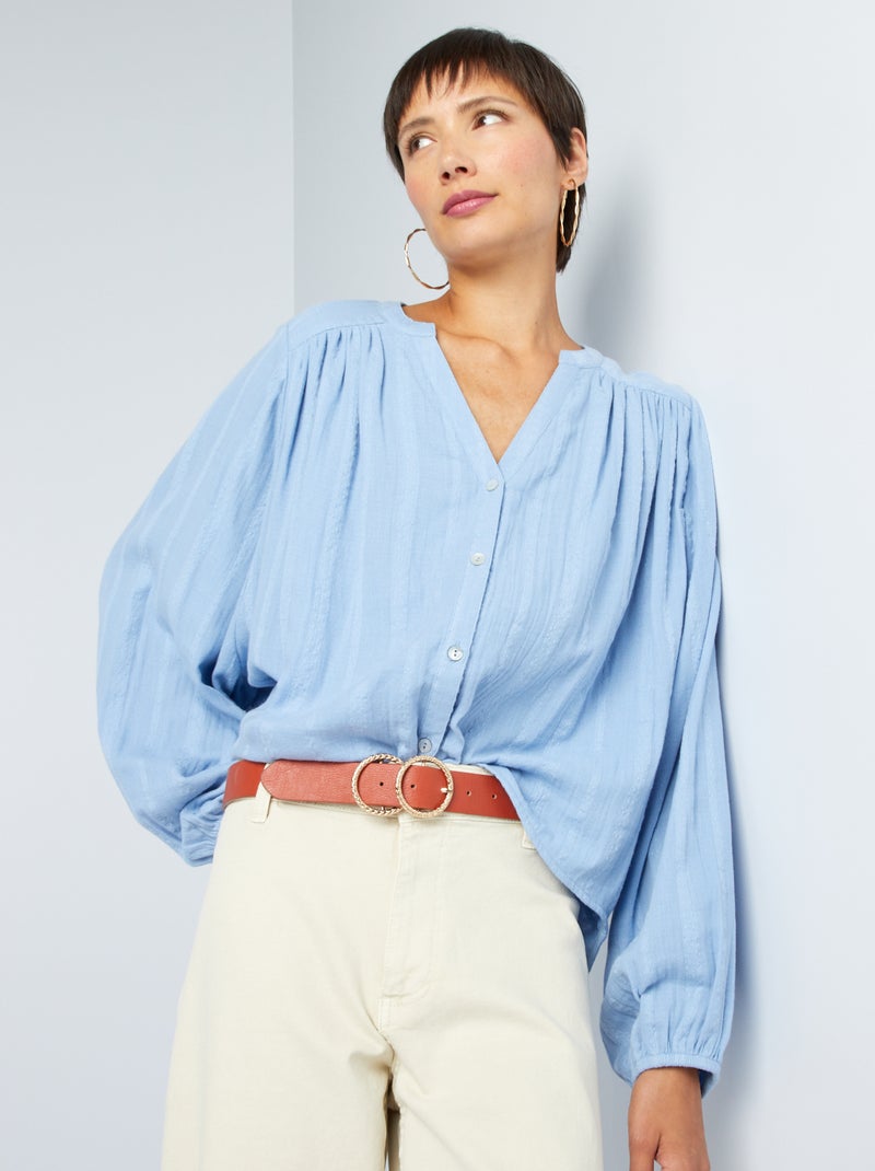 Chemisier Léger écossais CAROLL - Bleu/gris Coton - Taille 40 (M) - Occasion Très Bon état