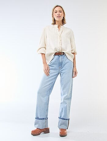 Chemisier en gaze de coton avec bords ondulés