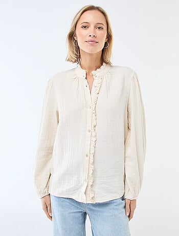 Chemisier en gaze de coton avec bords ondulés