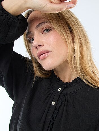 Chemisier en gaze de coton avec bords ondulés