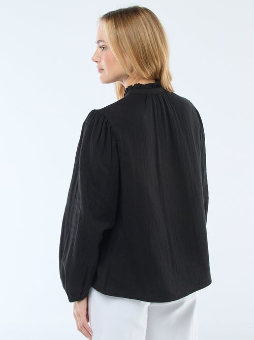 Chemisier en gaze de coton avec bords ondulés - Kiabi