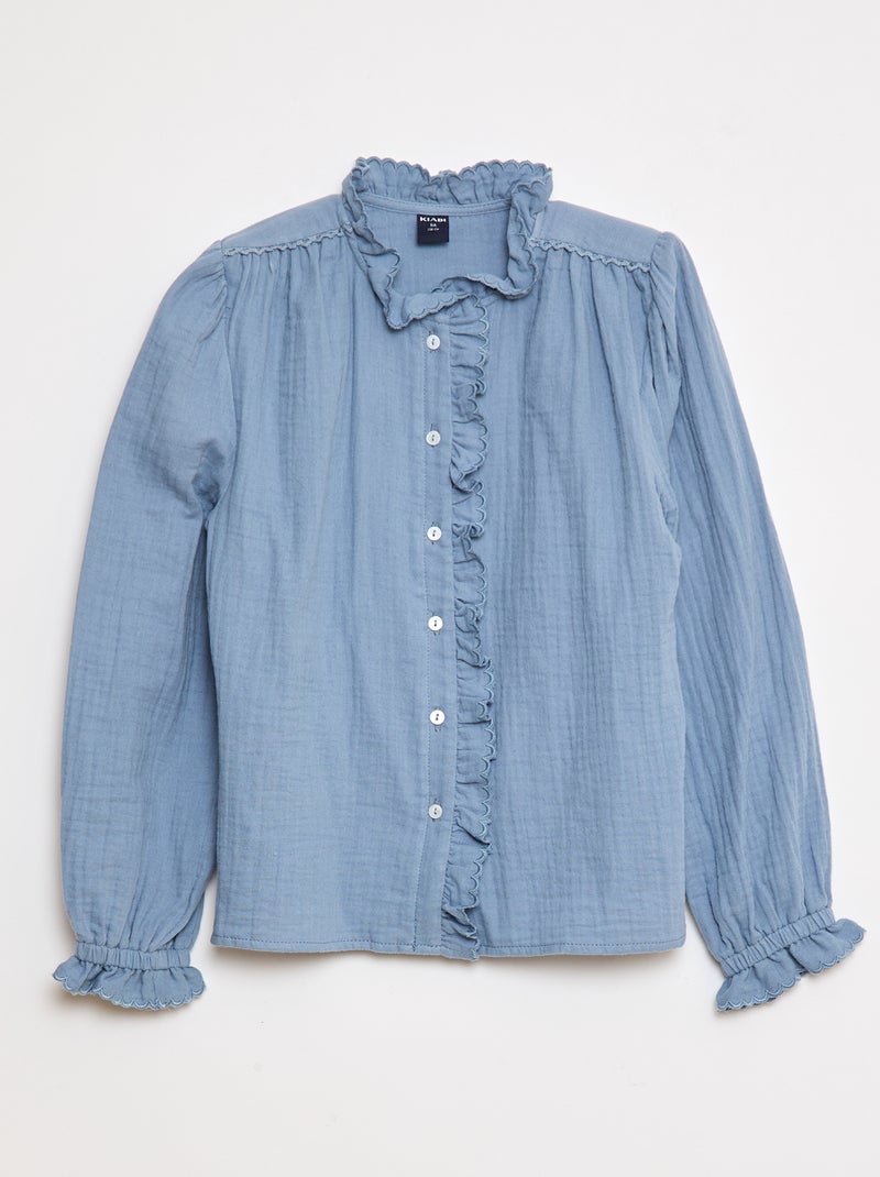 Chemisier en gaze de coton Bleu - Kiabi